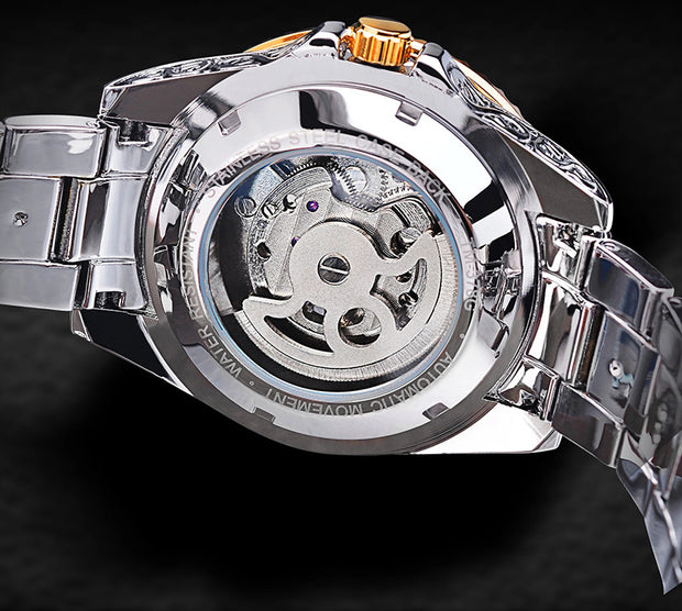 Forsining Skeleton Carved Tourbillon Mechanical Watches Luxury Men's Wristwatch