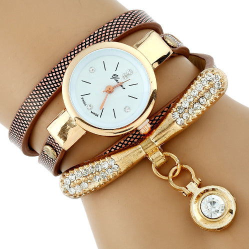 Gnova Platinum Fashion Luxury Brand New Women Rhinestone Gold Bracelet Watch Pu Leather Ladies Quartz Casual Wristwatch