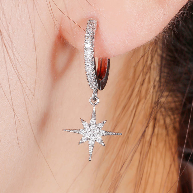 Fashion Star Moon Asymmetric Earrings