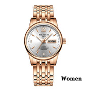 Women Dress Watch Rose Gold Stainless Steel WLISTH Brand Fashion Ladies Wristwatch Week Date Quartz Clock Female Luxury Watches