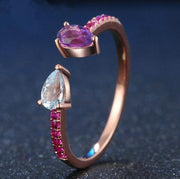 925 Sterling Silver Rings Opening S925 Gemstone Fine Jewelry Women Wedding Ring