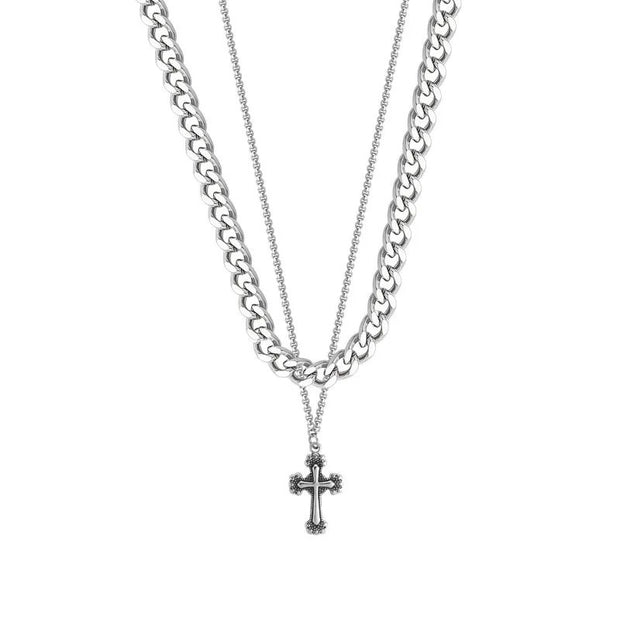 Retro Cross Titanium Steel Necklaces For Men And Women