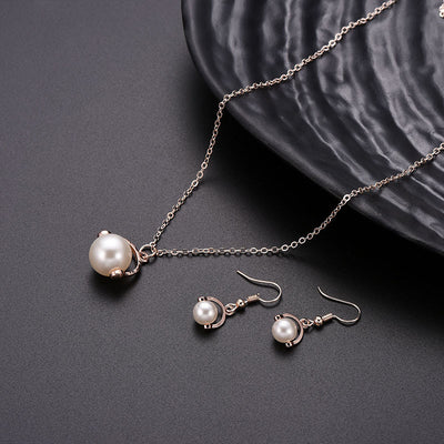 Two-piece Earrings Alloy Inlaid Pearl Jewellery Set